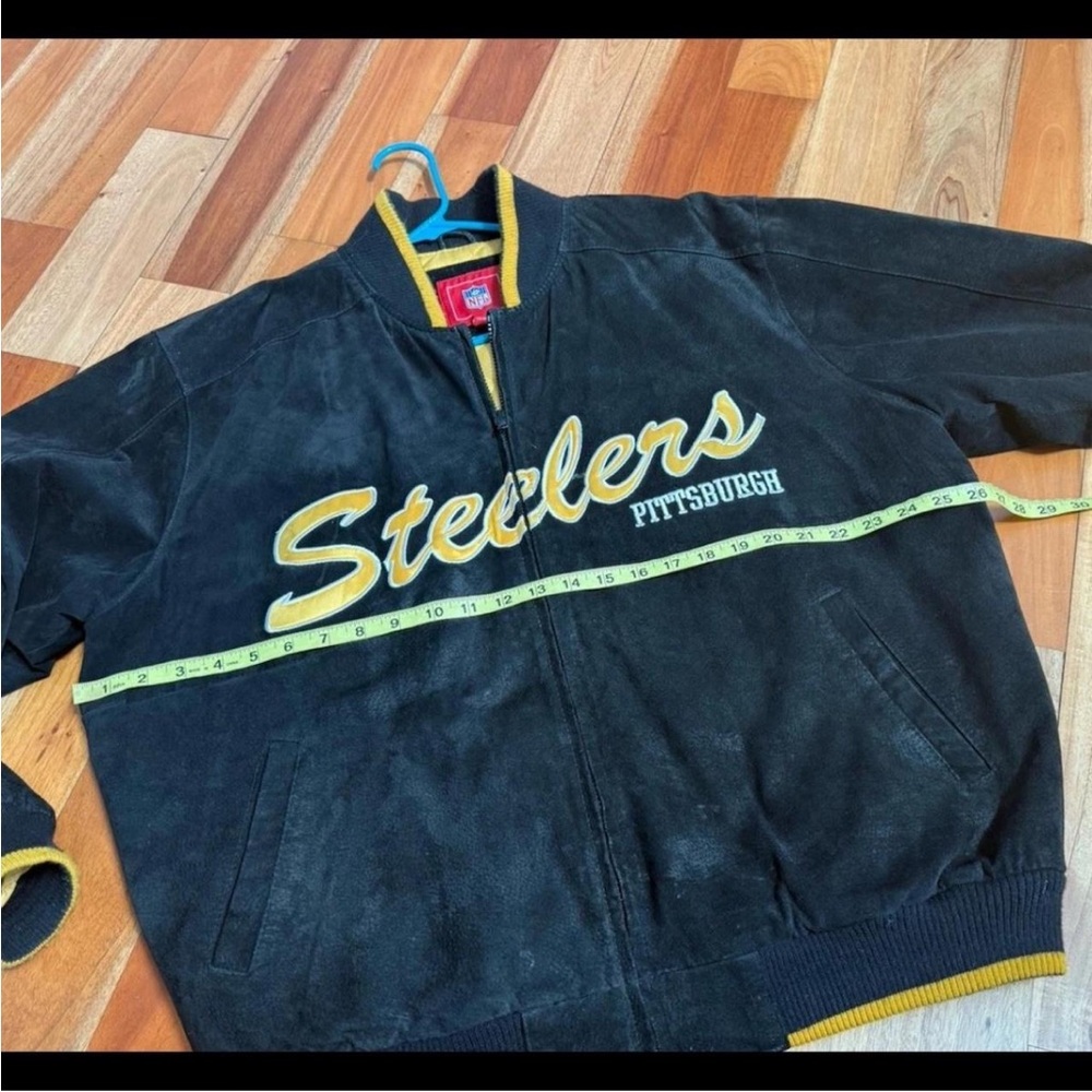 Pittsburgh Steelers Suede Leather Bomber Jacket - Picture 6 of 8